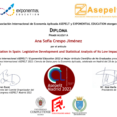 Diploma Primer Accesit Premio Asepelt Exponenti